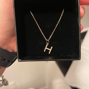 The M Jewelers Pave “H” Necklace. Gold Vermeil with Cubic Zirconia. Never worn.